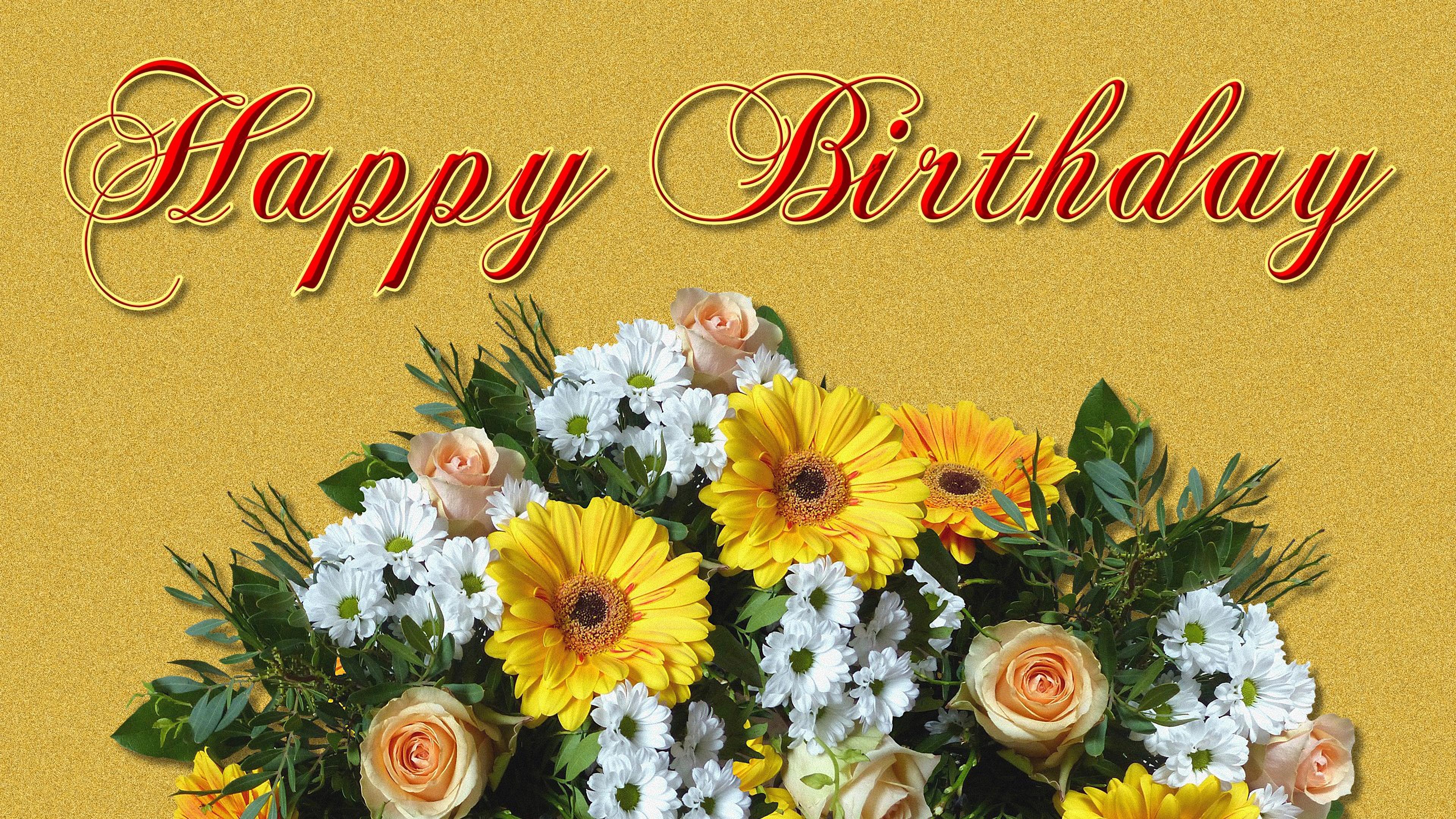 Happy Birthday Wallpaper Blumen 3840x2160